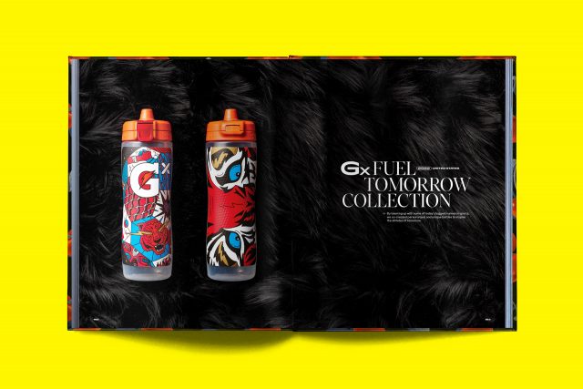 Editorial layout sample from PepsiCo global design book by JD&Co. — Gatorade Fuel Tomorrow Collection bottle designs